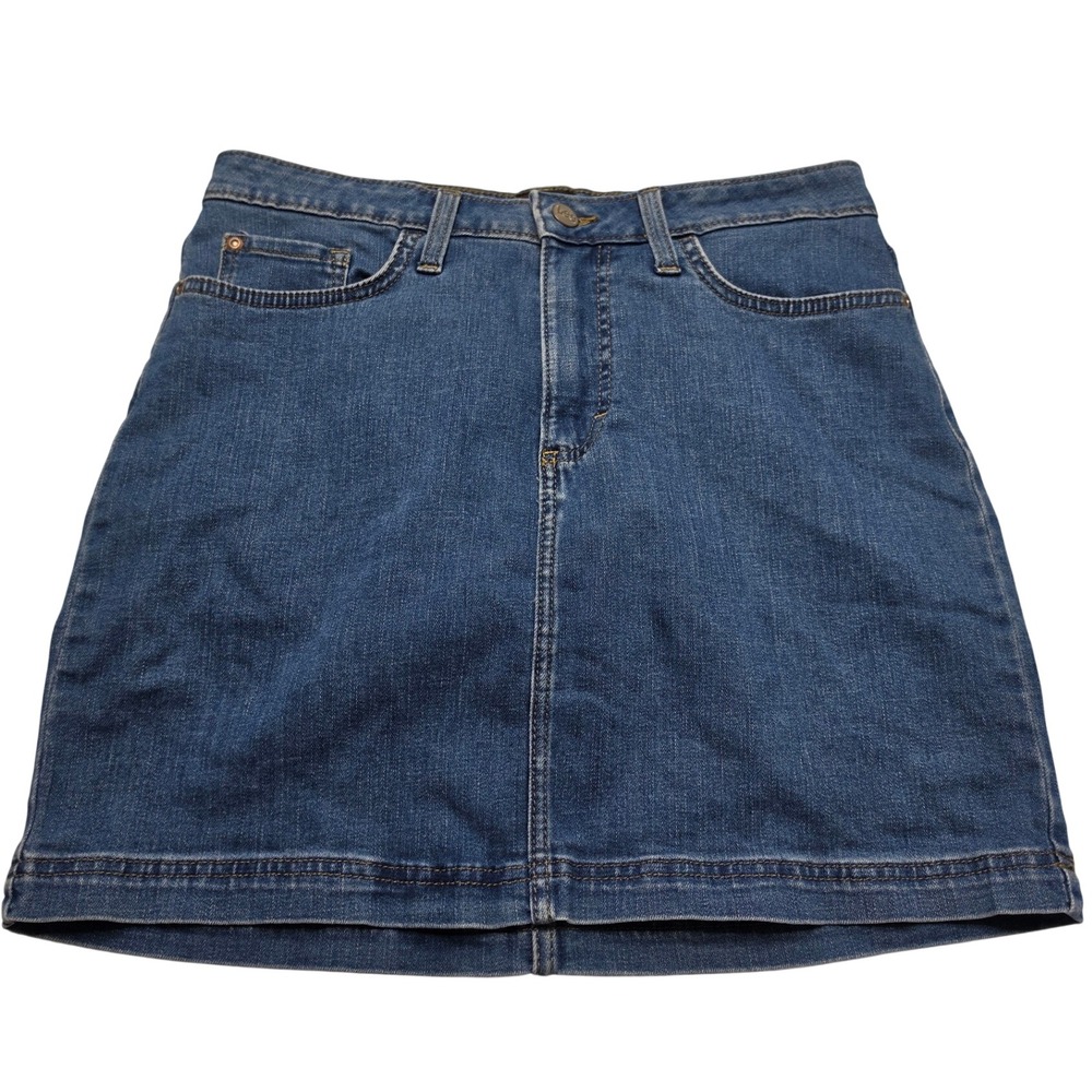 Lee Womens Denim Skort Medium Wash Stretch 5-Pocket Mini Skirt Size 10 Y2K